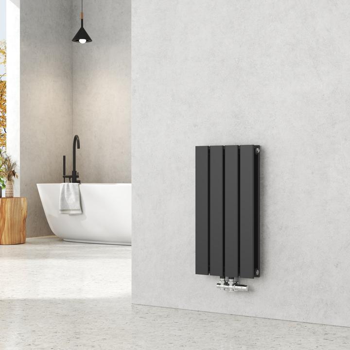Produktbild Emke Heizkörper, Flachheizkörper mit Zentralanschluss, Schwarz 60x30cm 327W Doppellagig (327 W)