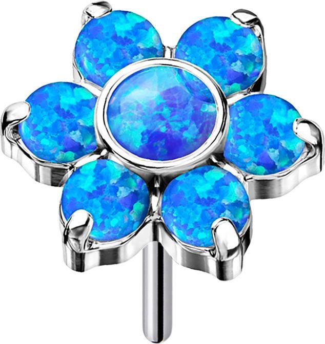 Immagine prodotto Star Piercing Threadless fiore d'argento opali blu (Titanio G23, senza ottone)