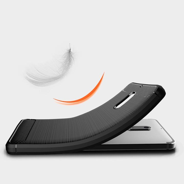 Actual product image König Design Nokia 6 TPU Mobile Case Carbon Fiber Optic Brushed Protective Cover Frame Black (Nokia 6)