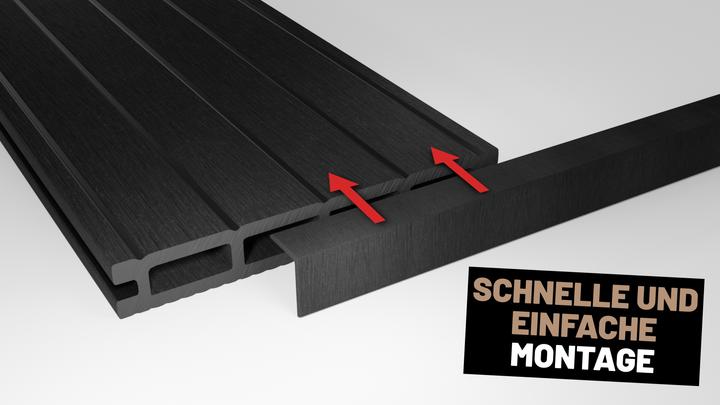 Produktbild ® WPC Abschlussleisten 5er Set Anthrazit 220cm Winkelprofil 5,5 x 4,5cm (5 x)