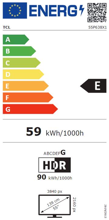 Energie-Label TCL 55P638 (55", LED, 4K)