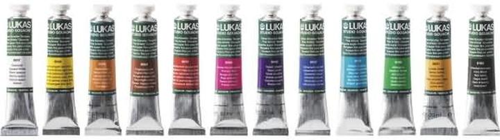Actual product image Nerchau LUKAS STUDIO GOAUCHE - Premium Quality Artists' Gouache - Starter Set T12 with 12 x 20 ml (Multicoloured, 228 ml)