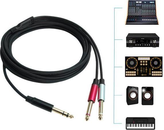 Actual product image keepdrum Splitter cable AC048M Y-cable jack 1x stereo to 2x mono 5m (5 m)