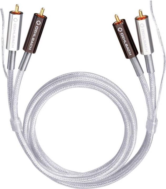 Actual product image Oehlbach Audio connection cable RCA (2x male 2x male) 0.50 m gold-plated plug contacts Silver Express (0.50 m, Cinch)