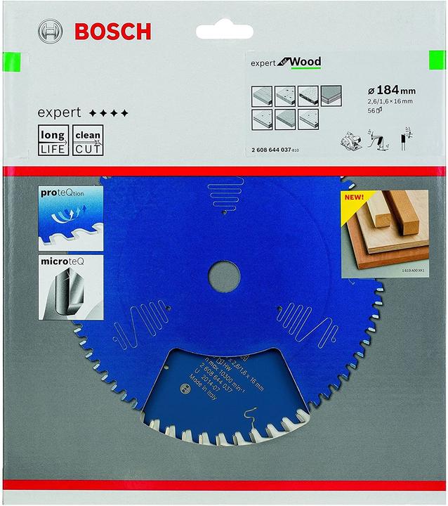 Produktbild Bosch Professional Zubehör Kreissägeblatt Expert for Wood, 184 x 16 x 2,6 mm, 56