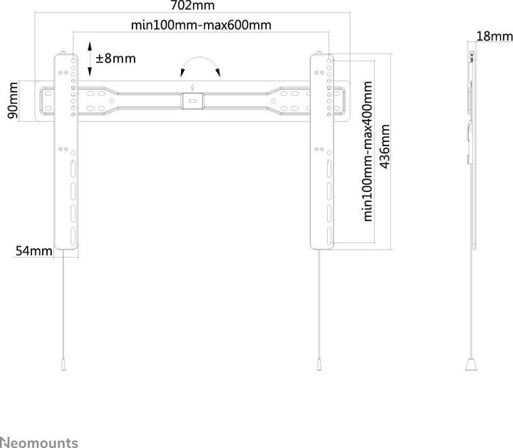 Actual product image Neomounts LED-W600BLACK (Wall, 52", 25 kg)