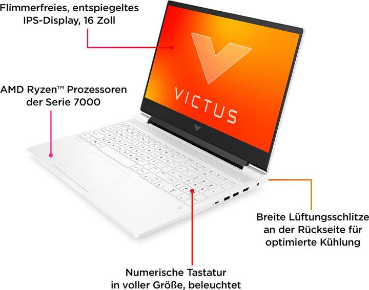 Produktbild HP Victus 16-s0177ng (16.10", AMD Ryzen 7 7840HS, 32 GB, 1000 GB, DE)