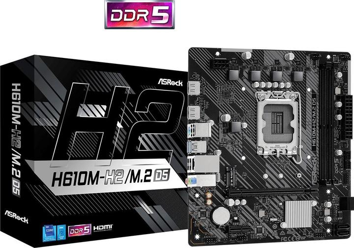 Immagine prodotto AsRock H610M-H2/M.2 D5 LGA1700 2xHDMI (LGA 1700, Intel H610, mATX)