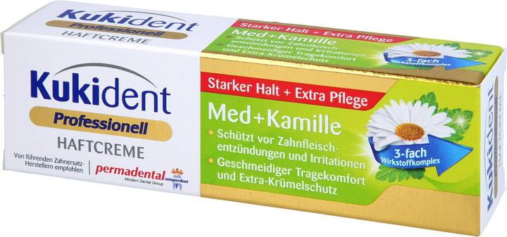 Productafbeelding Kukident Kleefcrème Med + Kamille extra sterke fixatie, 40 g crème