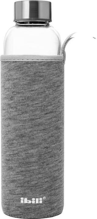Produktbild Ibili Trinkflasche mit grauer Hülle 750 ml Hitzebeständige Flasche aus Borosilikatglas (0.75 l)