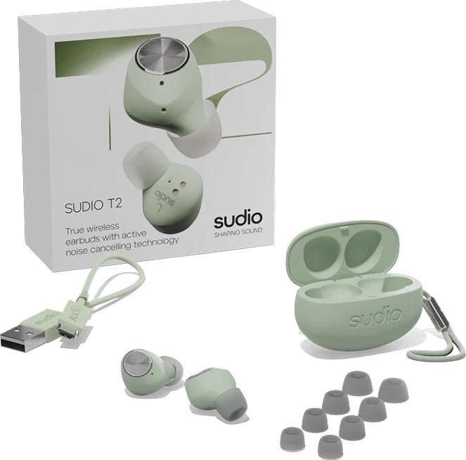 Sudio T2 Headset Wired In-ear Calls/Music USB Type-C Bluetooth Green (ANC, 7.50 h, Cable)
