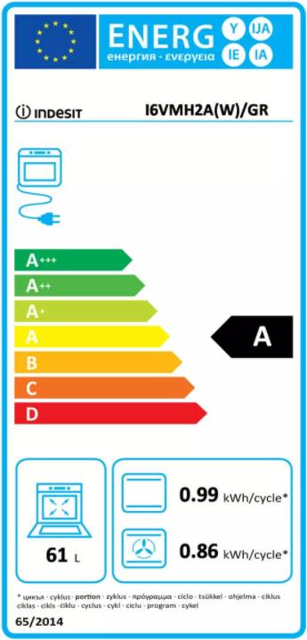 Energy Label Indesit I6vmh2a W/Gr