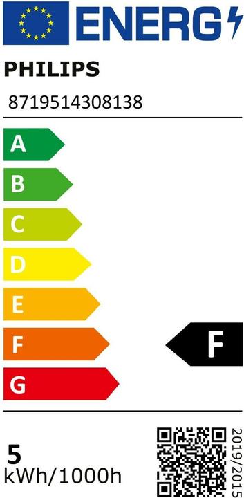 Energielabel Philips Professional Master LED (GU10, 4.80 W, 355 lm, 1 x, F)