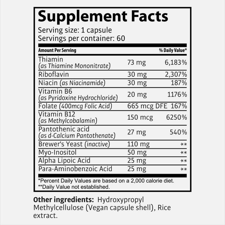 Nutritional values and ingredients Tasnim B-Complex ESL - For your energy - 60 capsules (60 Piece, Capsules, 38 g)