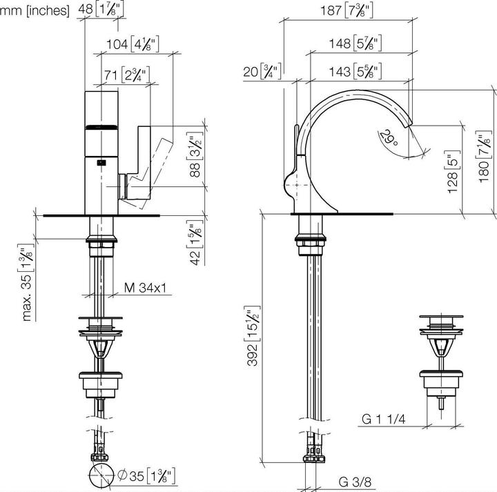 Produktbild Dornbracht Dornb Waschtisch-Einhandbatterie CYO Ausl 143mm Ablgrt 1 1/4Z chr