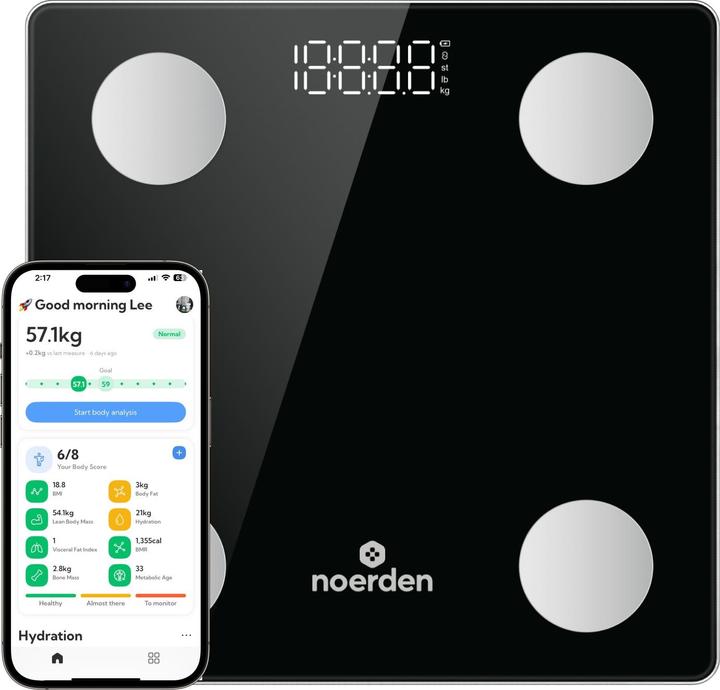 Actual product image Noerden VITA Smarte Personenwaage mit Bluetooth schwarz