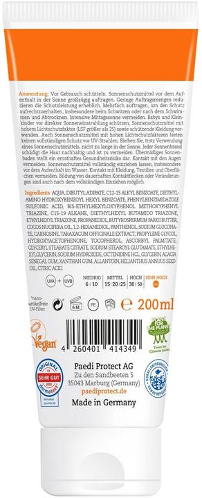 Actual product image Paediprotect Sun cream SPF 50+ (Suntan cream, SPF 50, 200 ml, 224 g)