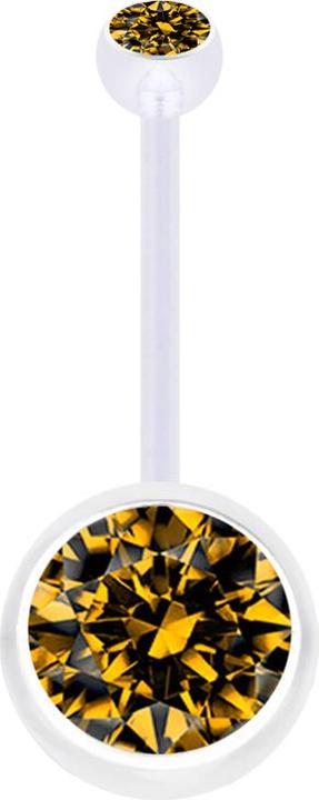 Star Piercing Banane Schwangerschaft transparent mit zwei Kugeln Kristall gross topaz (ohne Messing, Bioflex)
