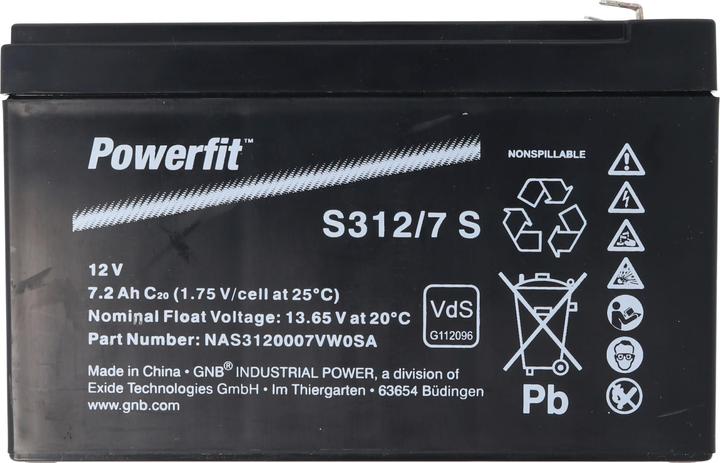 Actual product image Exide Powerfit S312/7 S Blei Akku, Anschluss 4,8, VDS Zulassung (12 V, 7.20 Ah)