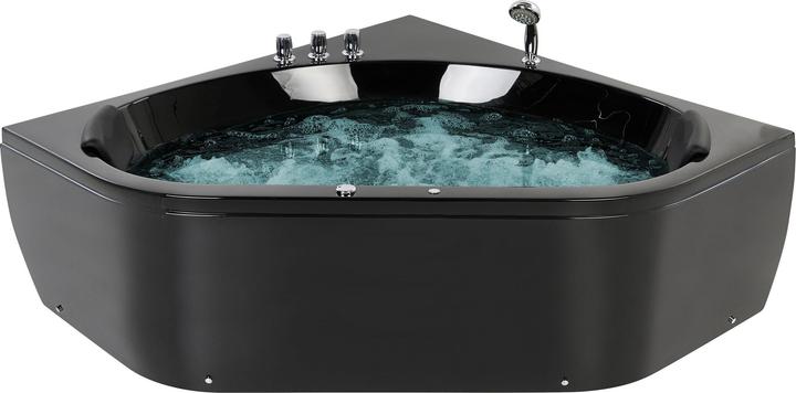 Produktbild Beliani Whirlpool Badewanne schwarz Eckmodell mit LED 140 x 140 cm MEVES (270 l, 140 cm, 140 cm)