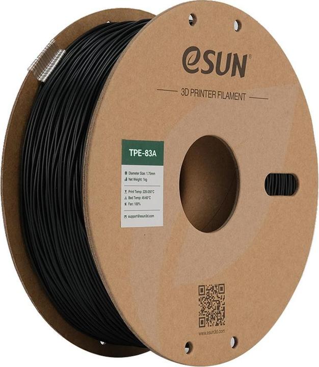 Produktbild eSUN TPE-83A eLastic Schwarz flexibles Filament 1.75mm 1Kg (TPE, 1.75 mm, 1000 g, Schwarz)