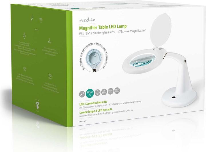Image du produit Nedis Lampe loupe | Puissance de la lentille : 3 - 12 dioptries | 6500 K | 6.5 W | 585 lm | Blanc (585 lm)