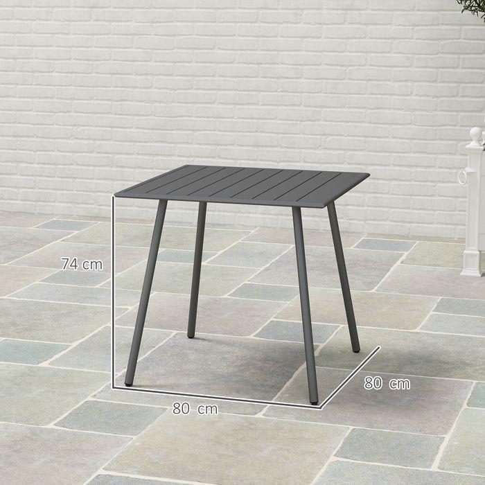 Produktbild Swisshandel24 Gartentisch Stahl 80x80x74 cm rutschfest Grau (80 cm)