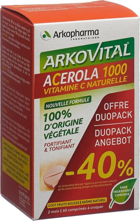 Actual product image Arkopharma Arkovital Acerola Kautabletten 1000mg (60 Piece, Pills, 192 g)