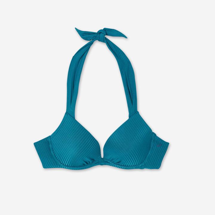 Olaian Bikini-Oberteil Damen Push-Up strukturiert Elena Folk petrol blau