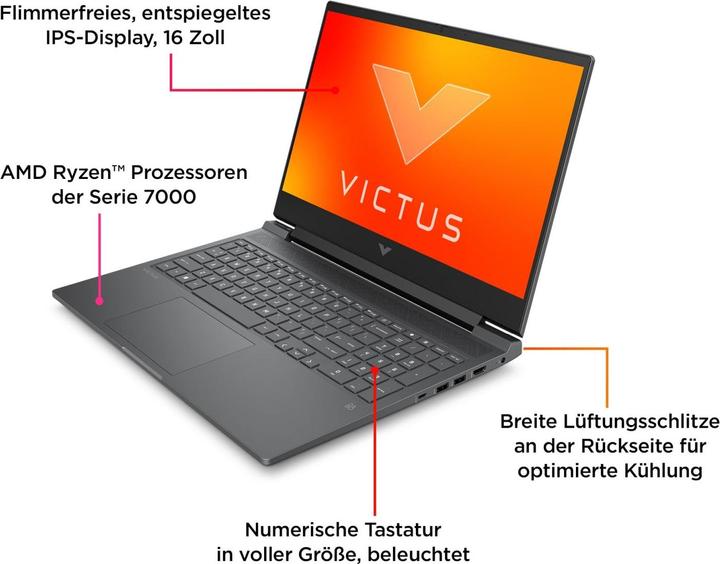 Produktbild HP Victus 16 (16.10", Intel Core i7-13700H, 32 GB, 1000 GB, DE)