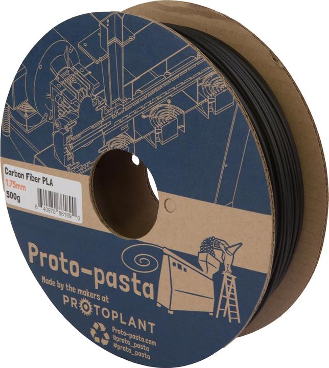 Proto-pasta PLA con fibra di carbonio (PLA, Carbonio, 1.75 mm, 500 g, Grigio)