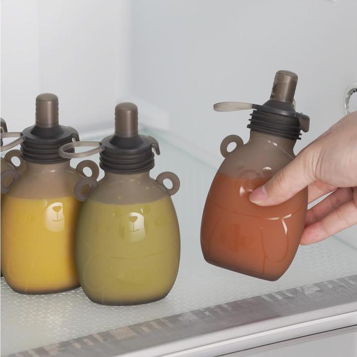 Actual product image Haakaa Happii Bear Silicone Goody Pouch - 170ml - 2pcs - Grey