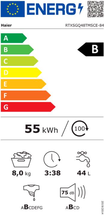 Energie-Label Haier RTXSGQ48TMSCE-84 (8 kg, Oben)