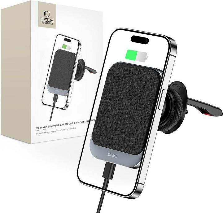 Produktbild Tech-Protect Mm15w-V2 Magnetic Magsafe Vent Car Mount Wireless Charger 15w Black