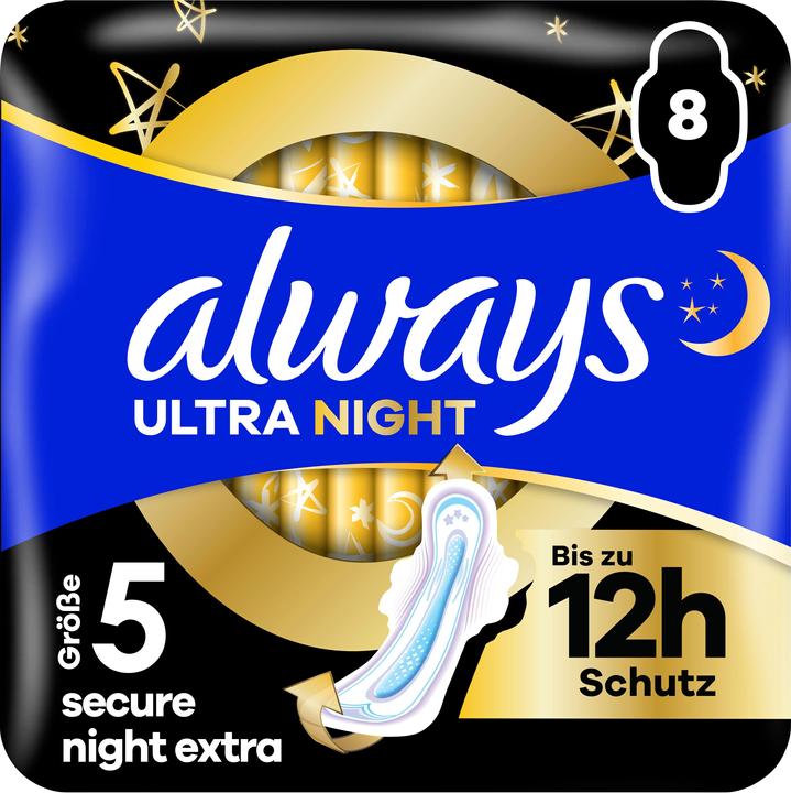 Produktbild Always Ultra Binde Secure Night Extra mit Flügeln (8 x, Damenbinden)