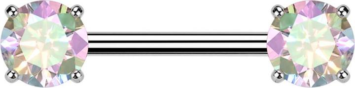 Actual product image Star Piercing Barbell Threadless silver set with two multicolour crystals (Titanium G23, without brass)