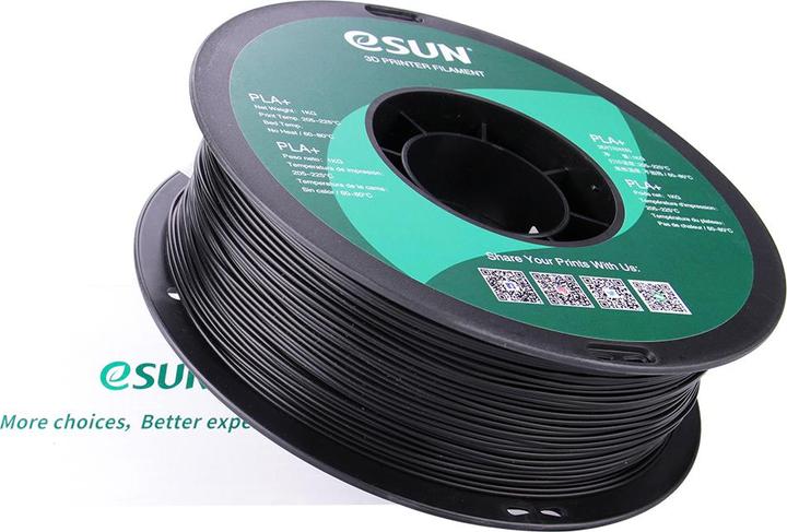 Actual product image eSUN PLA+ 1.75mm Black 1Kg (PLA+, 1.75 mm, 1000 g, Black)