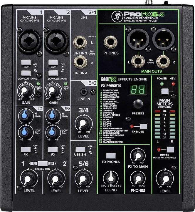 Mackie ProFX6v3 (Studio et mixeur live)