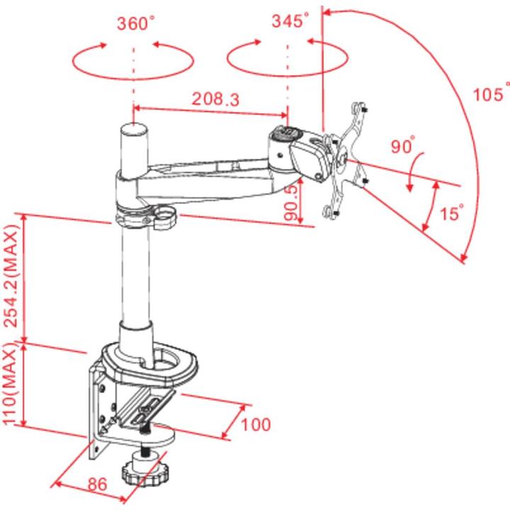 Actual product image SpeaKa Professional Swivel monitor holder, height adjustment (Table, 30")
