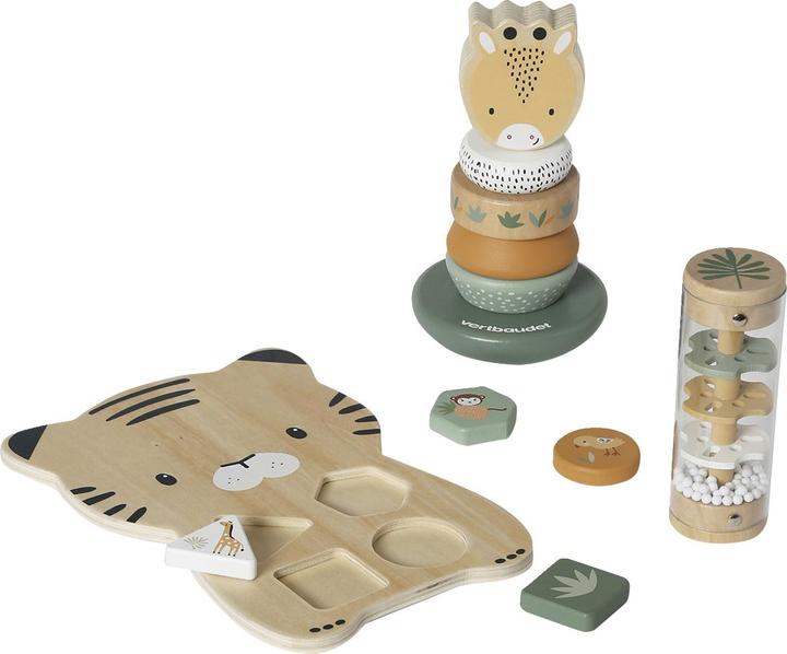 Image du produit Vertbaudet Set de 3 jouets éducatifs pour bébé TANSANIA, bois FSC®.