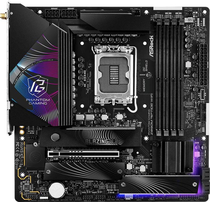 Actual product image AsRock Z890M Riptide WiFi Intel DDR5 S1851 MATX (LGA 1851, Intel Z890, mATX)