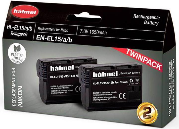 Produktbild Hähnel HL-EL15HPa/b, 2er Kamera-Akku ersetzt Original-Akku EN-EL15 7 V 1650 mAh (Kamera Akku)