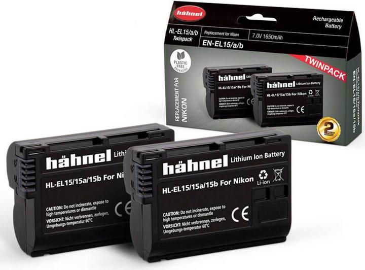 Produktbild Hähnel HL-EL15HPa/b, 2er Kamera-Akku ersetzt Original-Akku EN-EL15 7 V 1650 mAh (Kamera Akku)