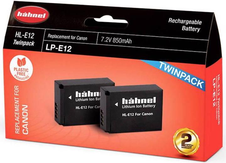 Actual product image Hähnel HL-E12, 2 camera battery replaces original battery LP-E12 7.2 V 850 mAh (Camera battery)