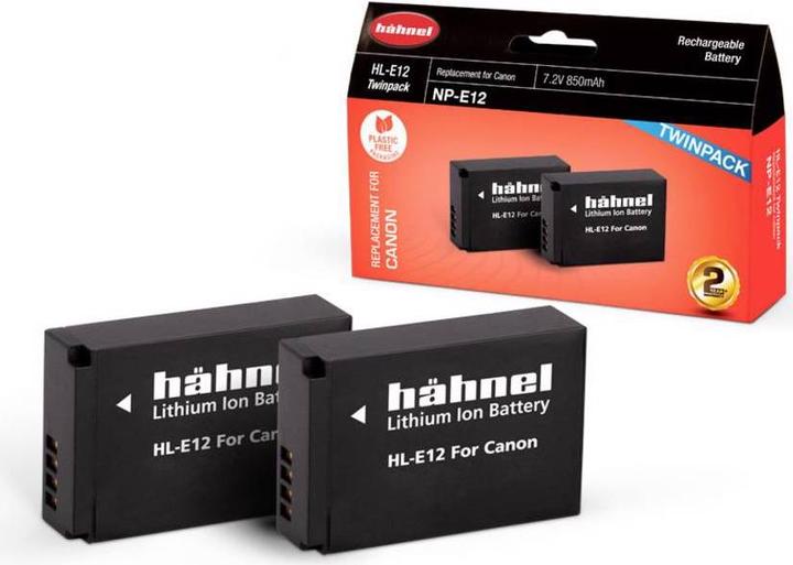 Actual product image Hähnel HL-E12, 2 camera battery replaces original battery LP-E12 7.2 V 850 mAh (Camera battery)