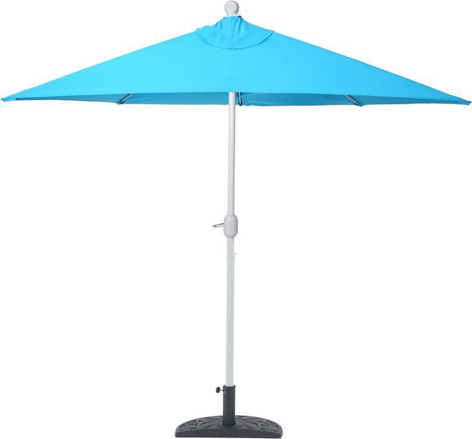 Image du produit Swisshandel24 Parasol alu semi-circulaire, demi-parasol balcon, UV 50+ 270cm turquoise avec support - 19632 (2.60 m)