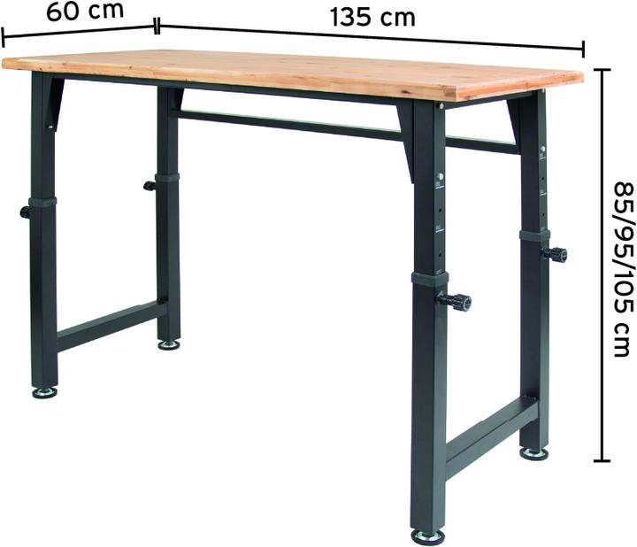 Actual product image CarTech Werkbank höhenverstellbar FSC® SQS-COC-100130 (135 cm, 60 cm)