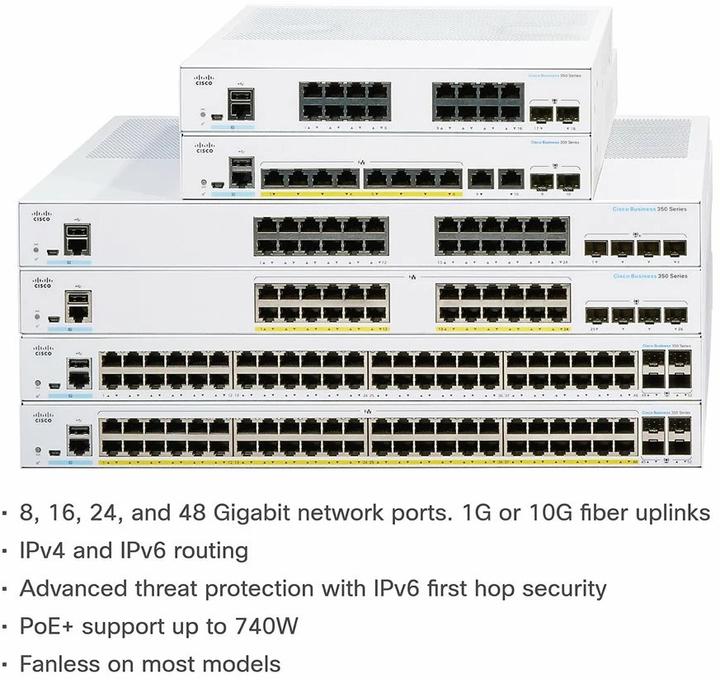 Image du produit Cisco Switch CBS350-24T-4G-EU 28 Port (24 Ports)