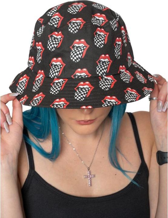 Actual product image The Rolling Stones Unisex Adult Tongue Checkerboard Bucket Hat (S, M)