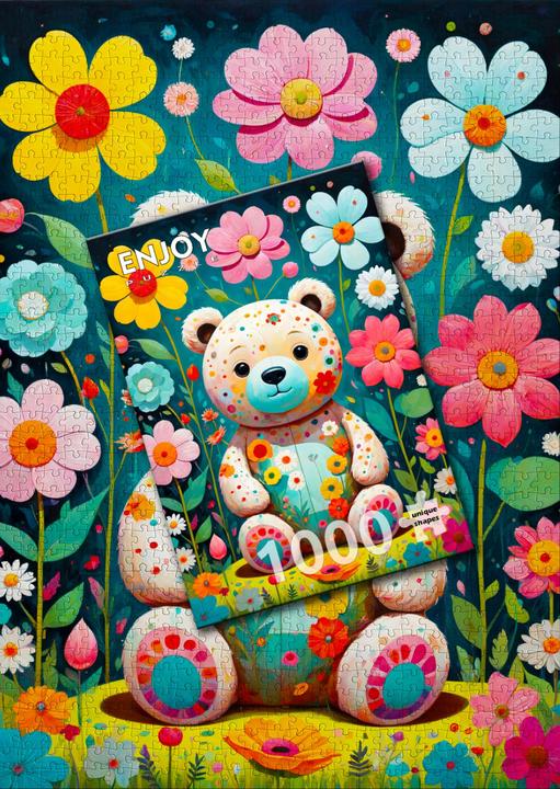 Actual product image Enjoy Puzzle Puzzle 1000 pieces - Flower Teddy Bear (1000 pieces)